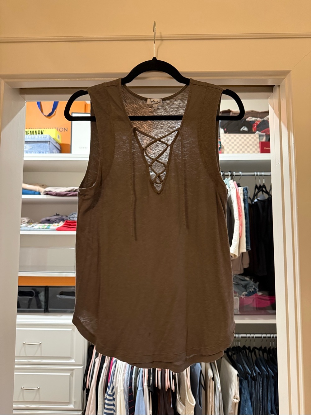 Splendid BUNDLE Olive/Black Lace-Up Tanks, Medium
